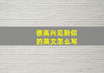 很高兴见到你 的英文怎么写